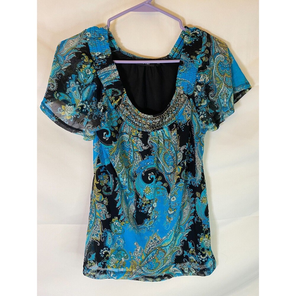 Boho Paisley Print Top Hippie Women's Petite XS Hippie Shabby Chic